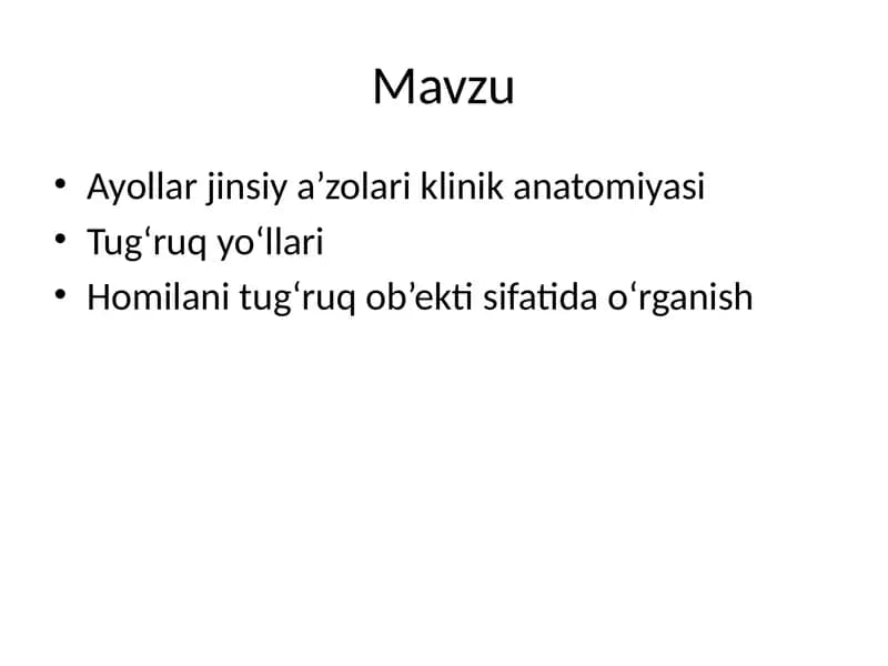 Ayollar jinsiy a’zolari klinik anatomiyasi