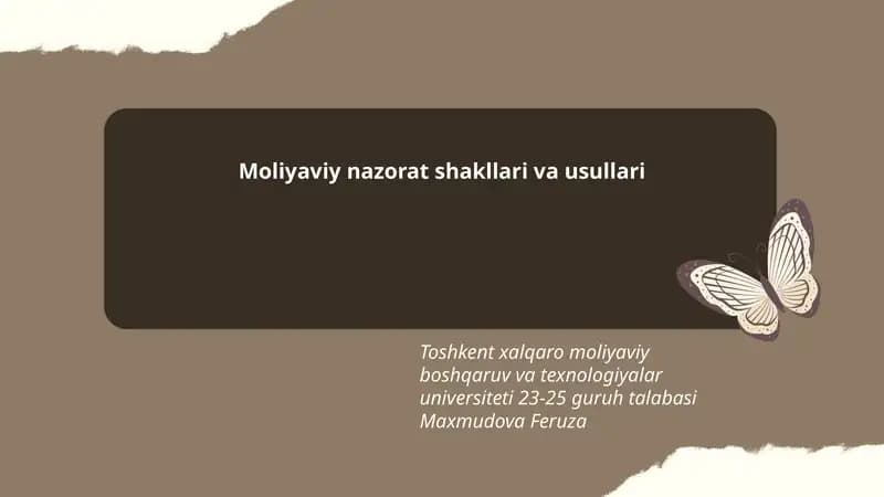 Moliyaviy nazorat shakllari va usullari
