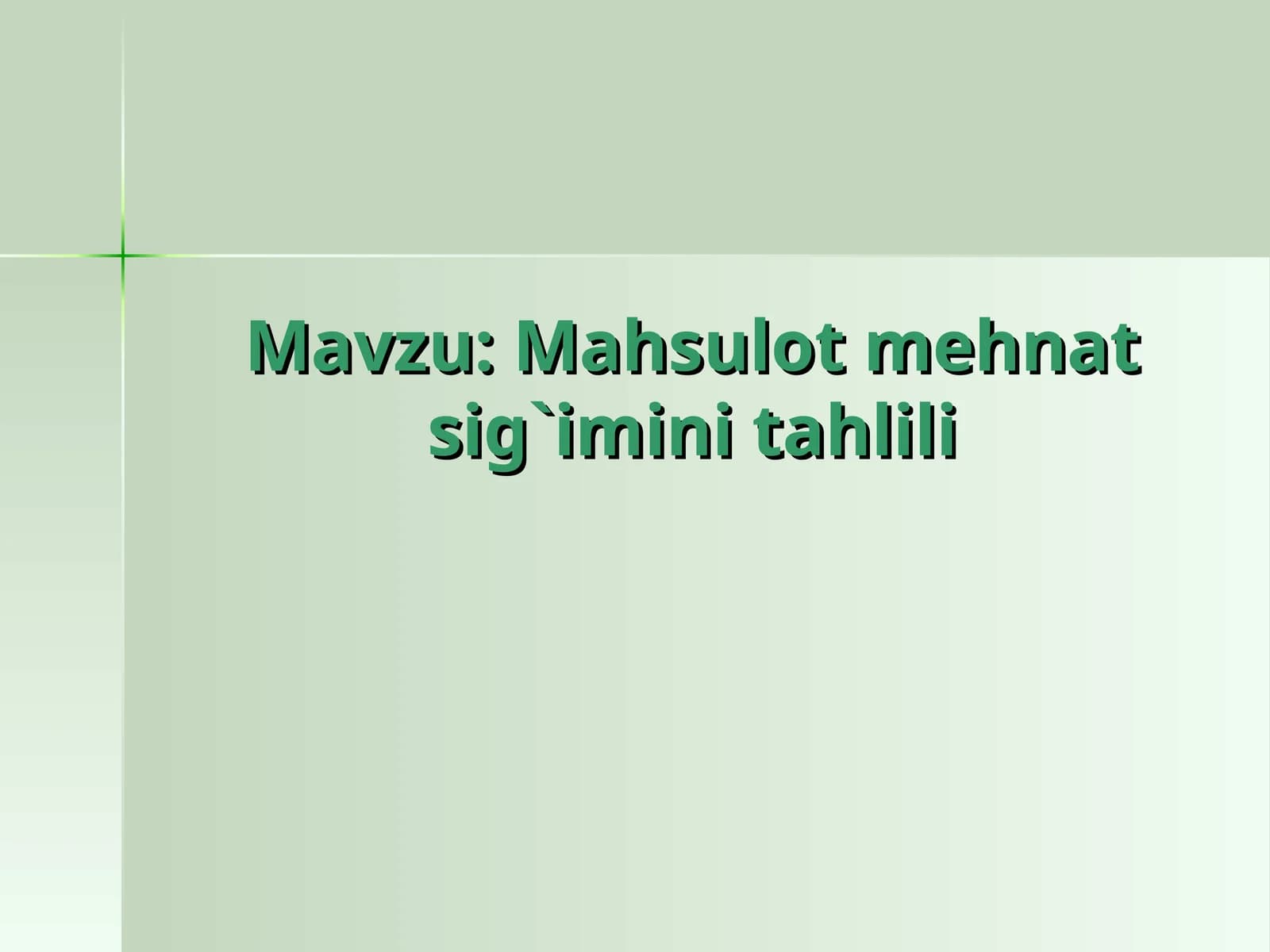 Mahsulot mehnat sig`imini tahlili