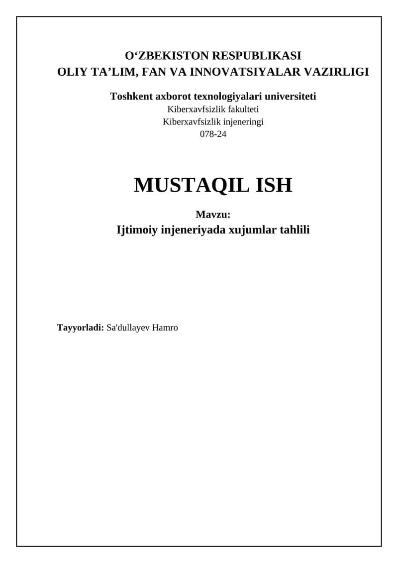 Ijtimoiy injeneriya hujumlarining asoslari va turlari