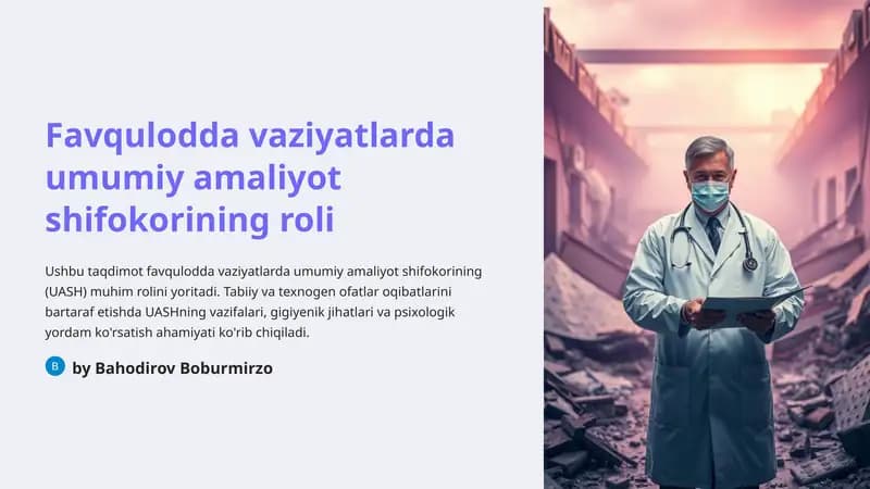 Favqulodda vaziyatlarda umumiy amaliyot shifokorining roli