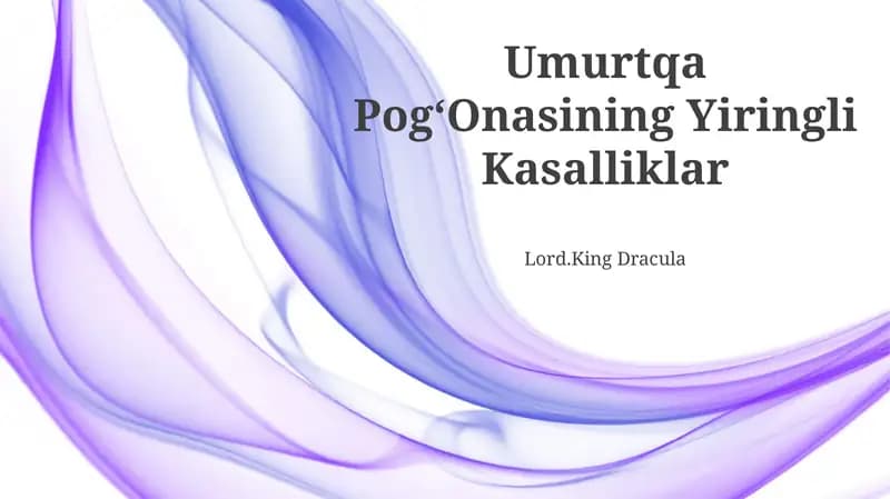 Umurtqa Pog‘Onasining Yiringli Kasalliklar