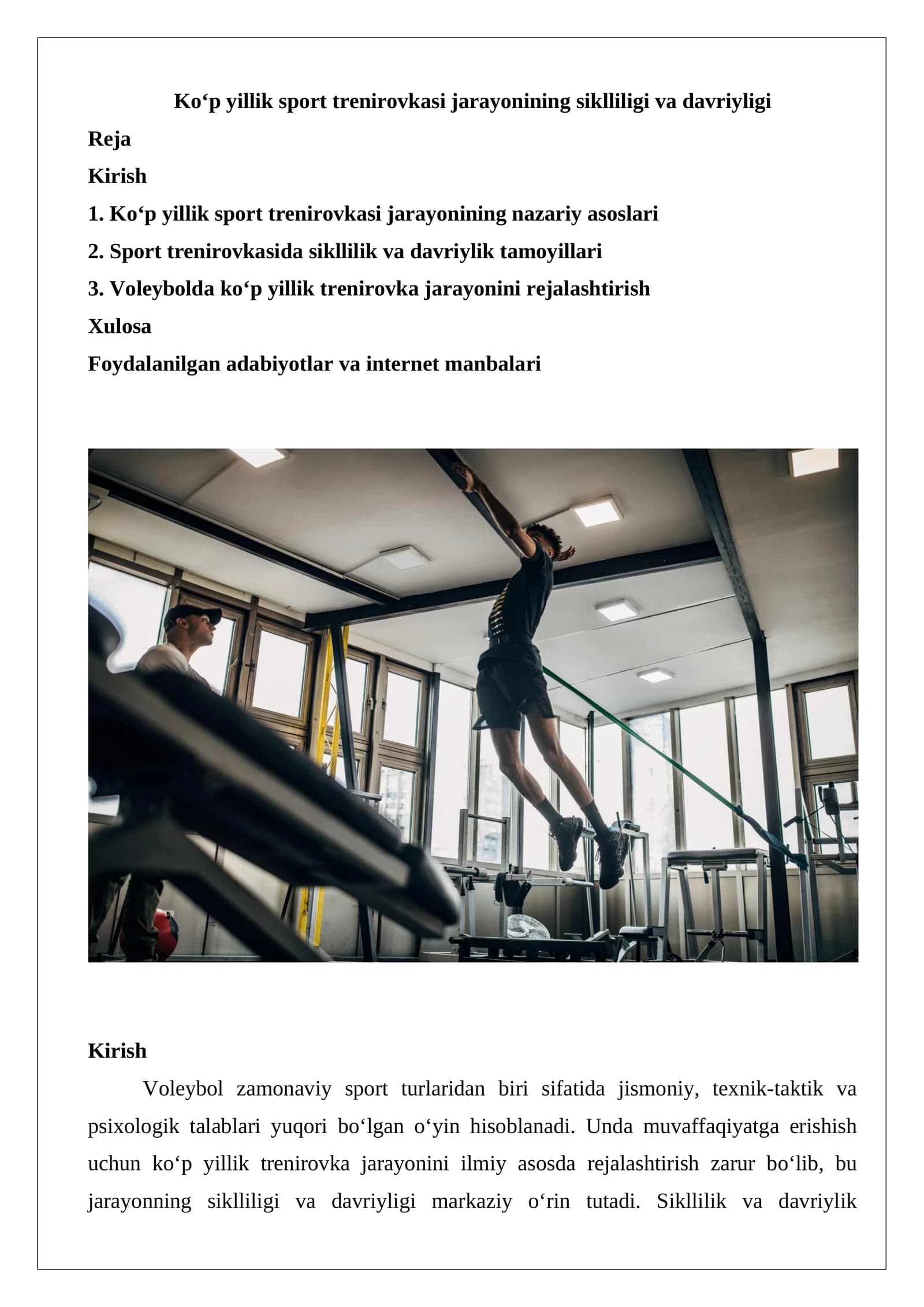 Ko‘p yillik sport trenirovkasi jarayonining siklliligi va davriyligi