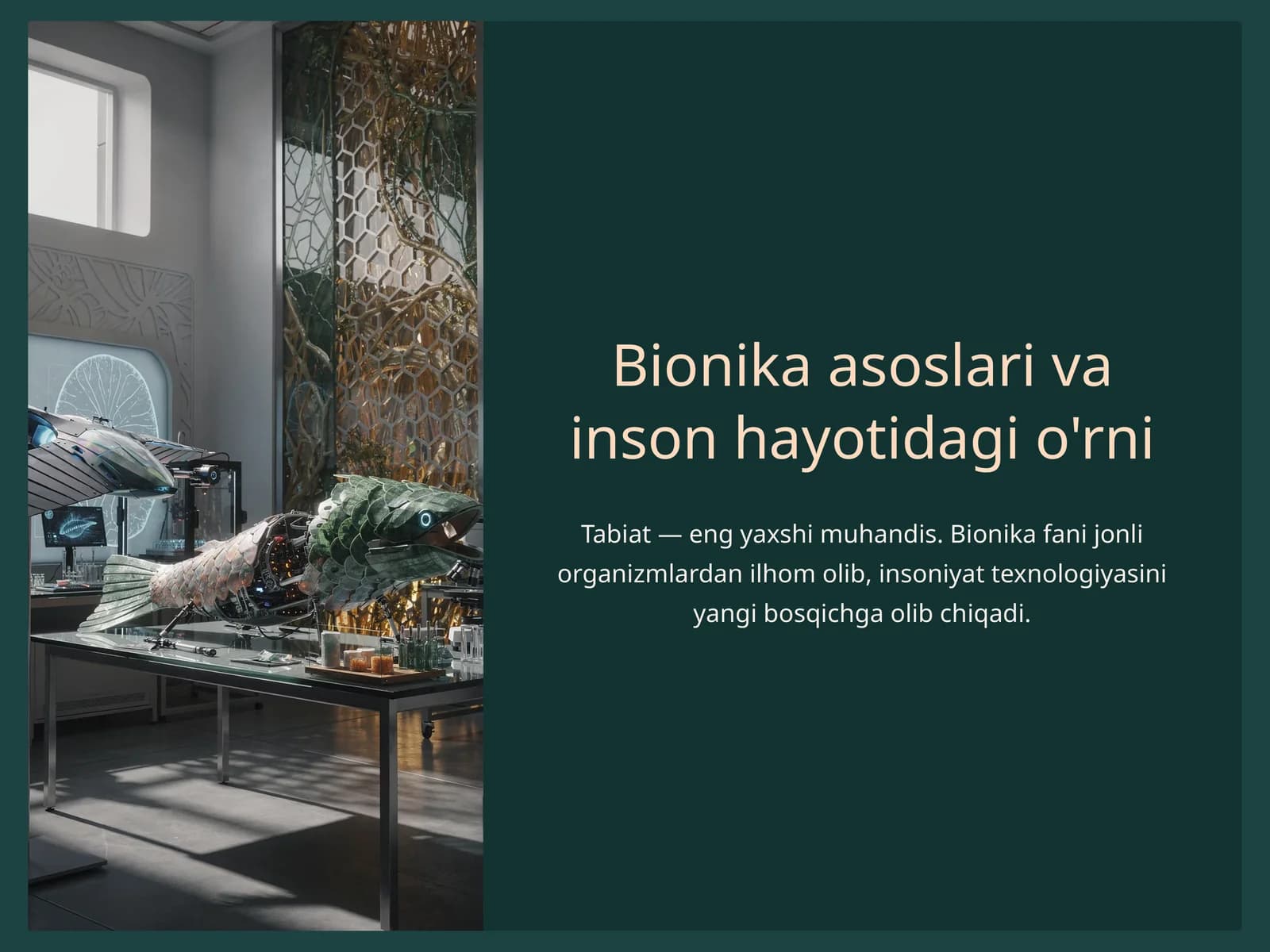 Bionika asoslari va inson hayotidagi o'rni