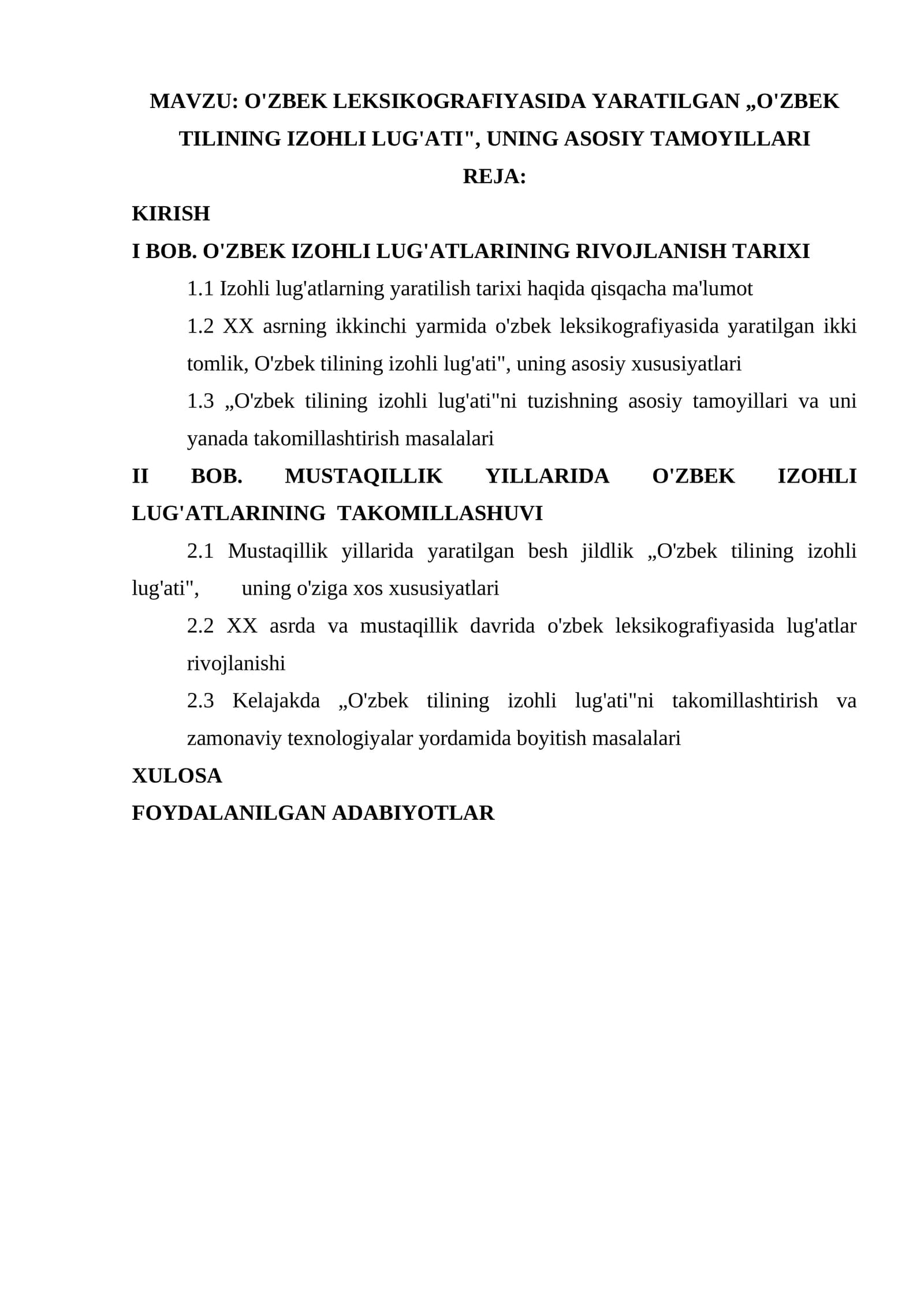 O'ZBEK LEKSIKOGRAFIYASIDA YARATILGAN „O'ZBEK TILINING IZOHLI LUG'ATI"