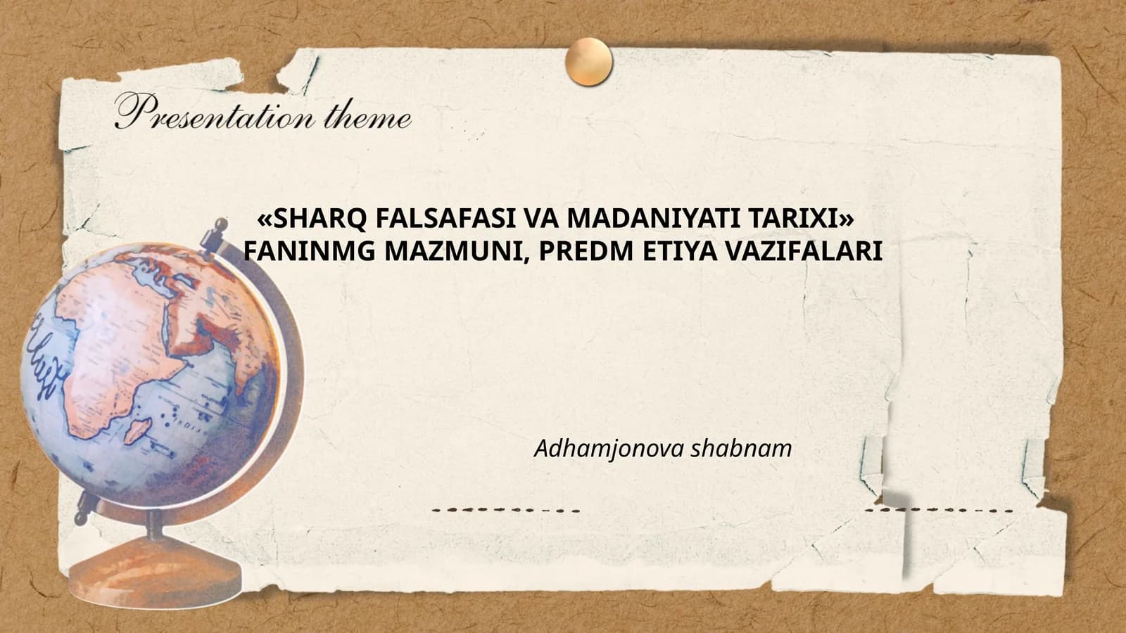 SHARQ FALSAFASI VA MADANIYATI TARIXI