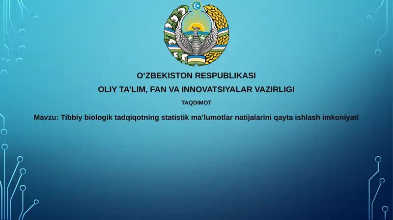 OʻZBEKISTON RESPUBLIKASI OLIY TA’LIM, FAN VA INNOVATSIYALAR VAZIRLIGI TAQDIMOT
