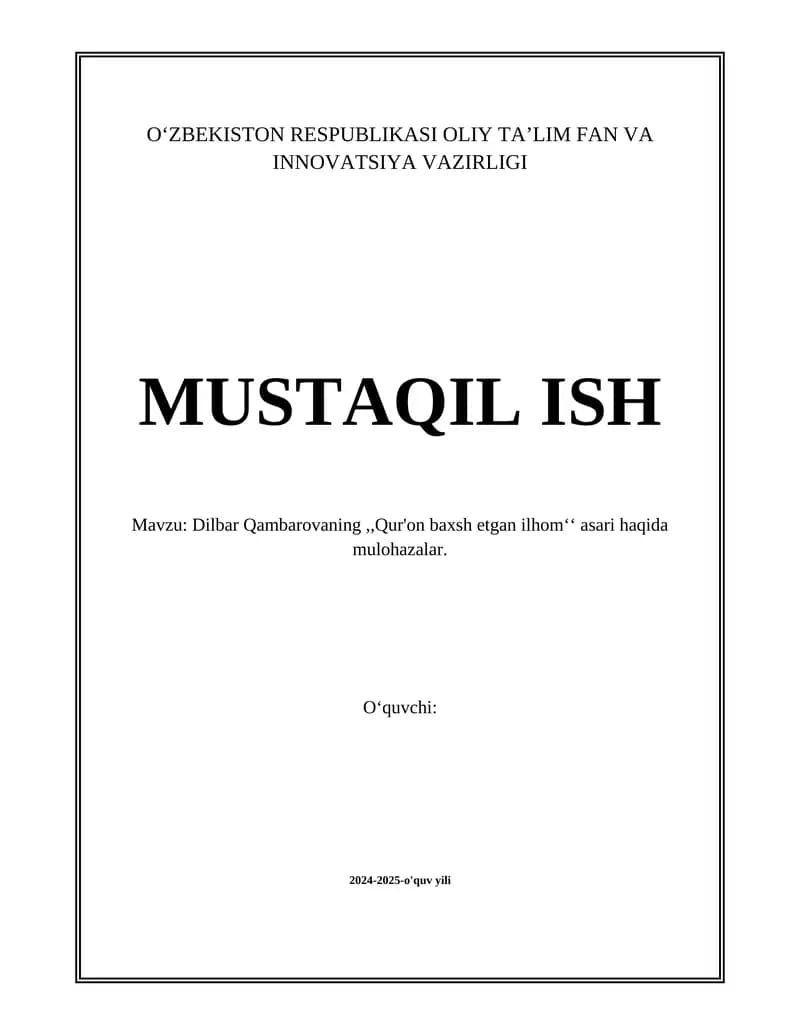 Qur'onning inson hayoti va ilhomi bilan bog'liq jihatlari