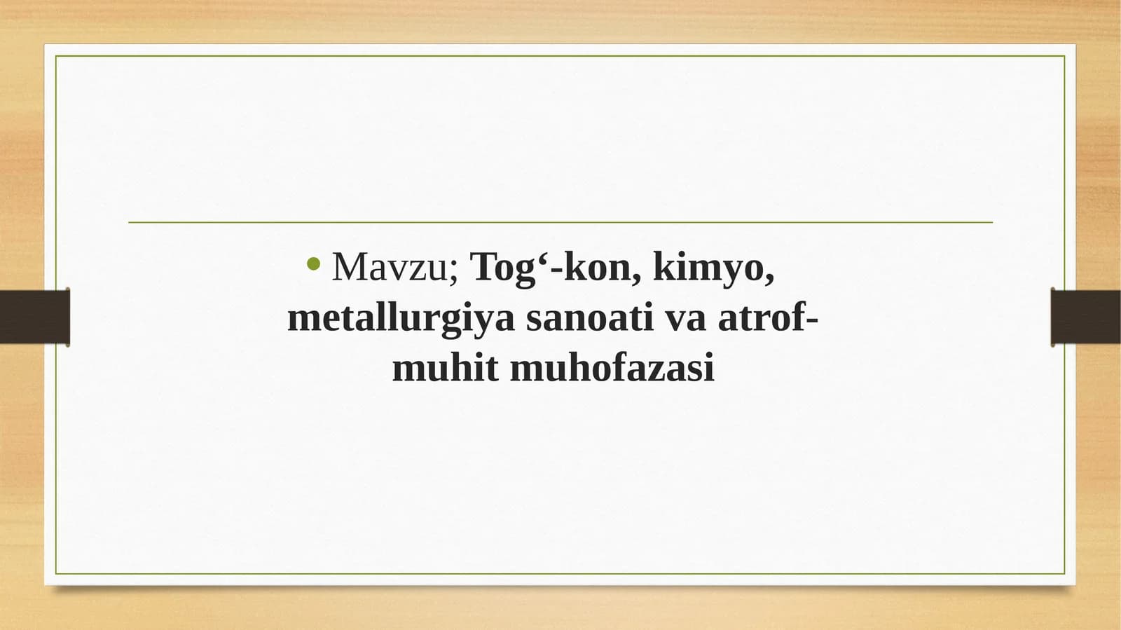 Tog‘-kon, kimyo, metallurgiya sanoati va atrof-muhit muhofazasi