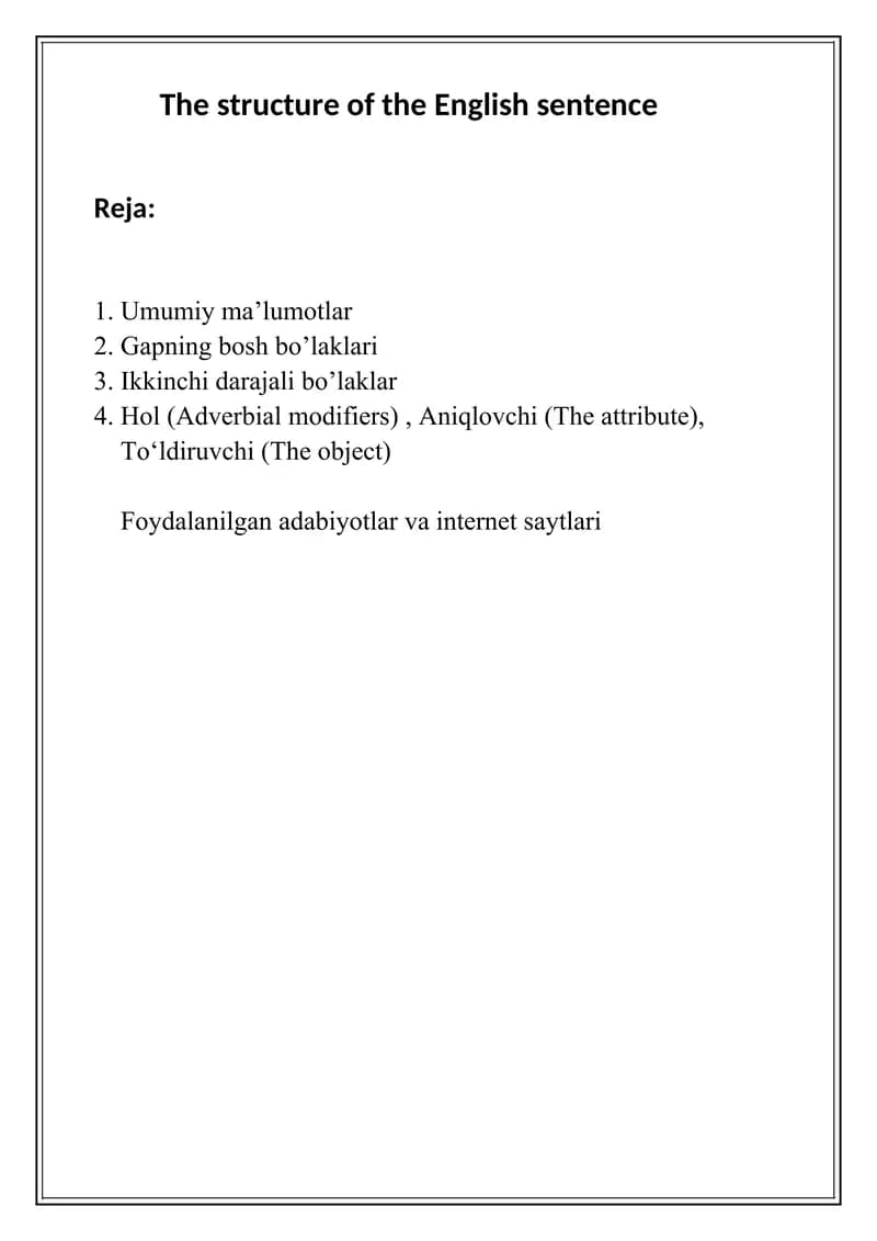 English Sentence Structure