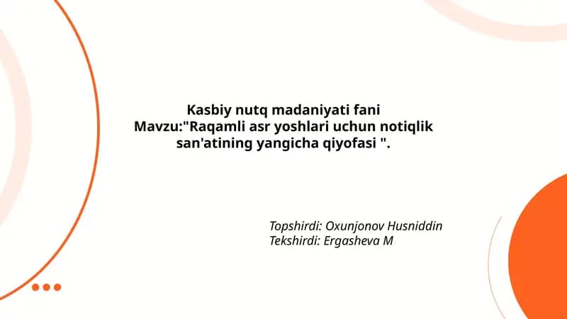 Kasbiy nutq madaniyati fani