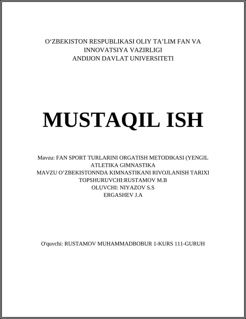 FAN SPORT TURLARINI ORGATISH METODIKASI