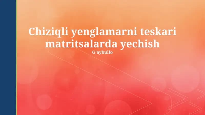 Chiziqli yenglamarni teskari matritsalarda yechish
