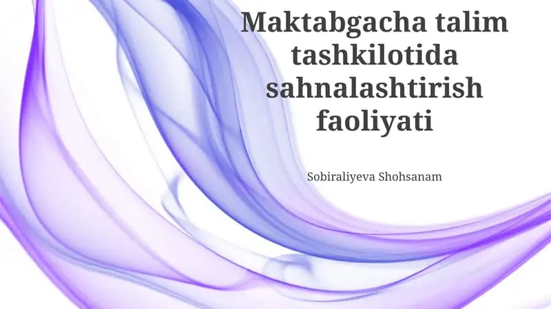 Maktabgacha talim tashkilotida sahnalashtirish faoliyati