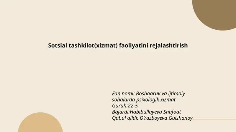 Boshqaruv va ijtimoiy sohalarda psixologik xizmat