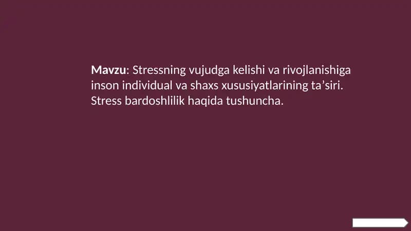 Stressning Vujudga Kelishi va Rivojlanishiga Inson Individual va Shaxs Xususiyatlarining Ta’siri