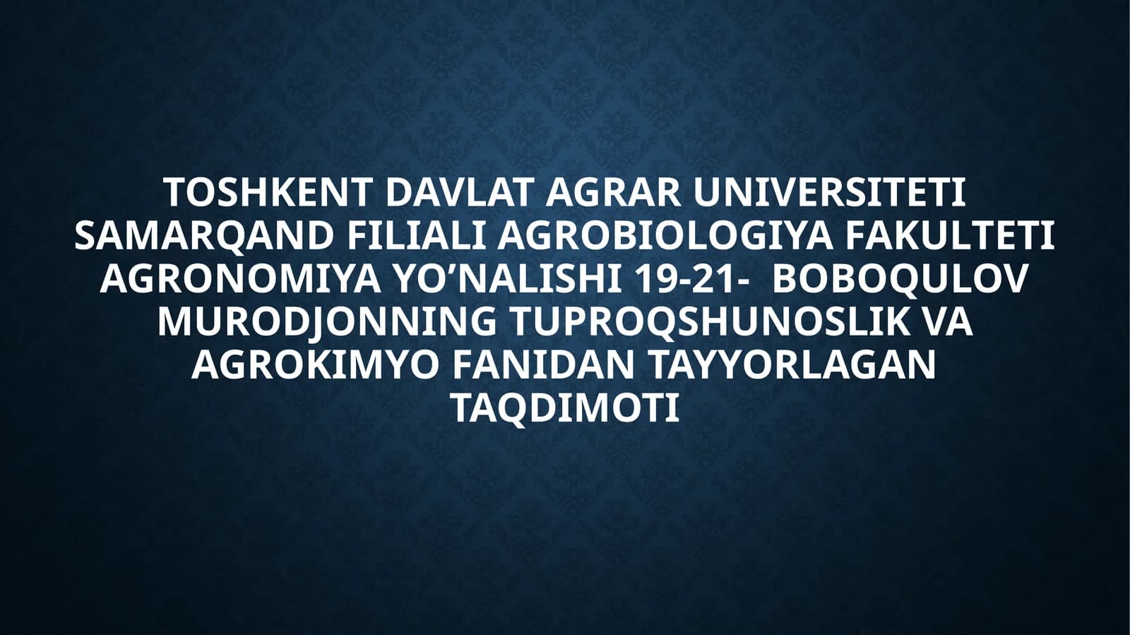 O`SIMLIKLAR MINЕRAL OZIQLANISH FIZIOLOGIYASI