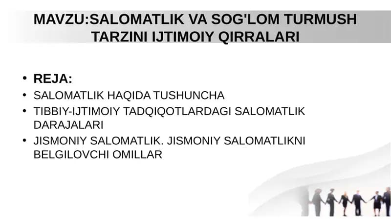 Salomatlik va Sog'lik Turmush Tarzini Ijtimoiy Qirollari