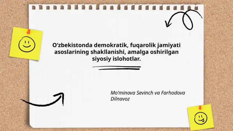 O‘zbekistonda demokratik islohotlarning huquqiy asoslari