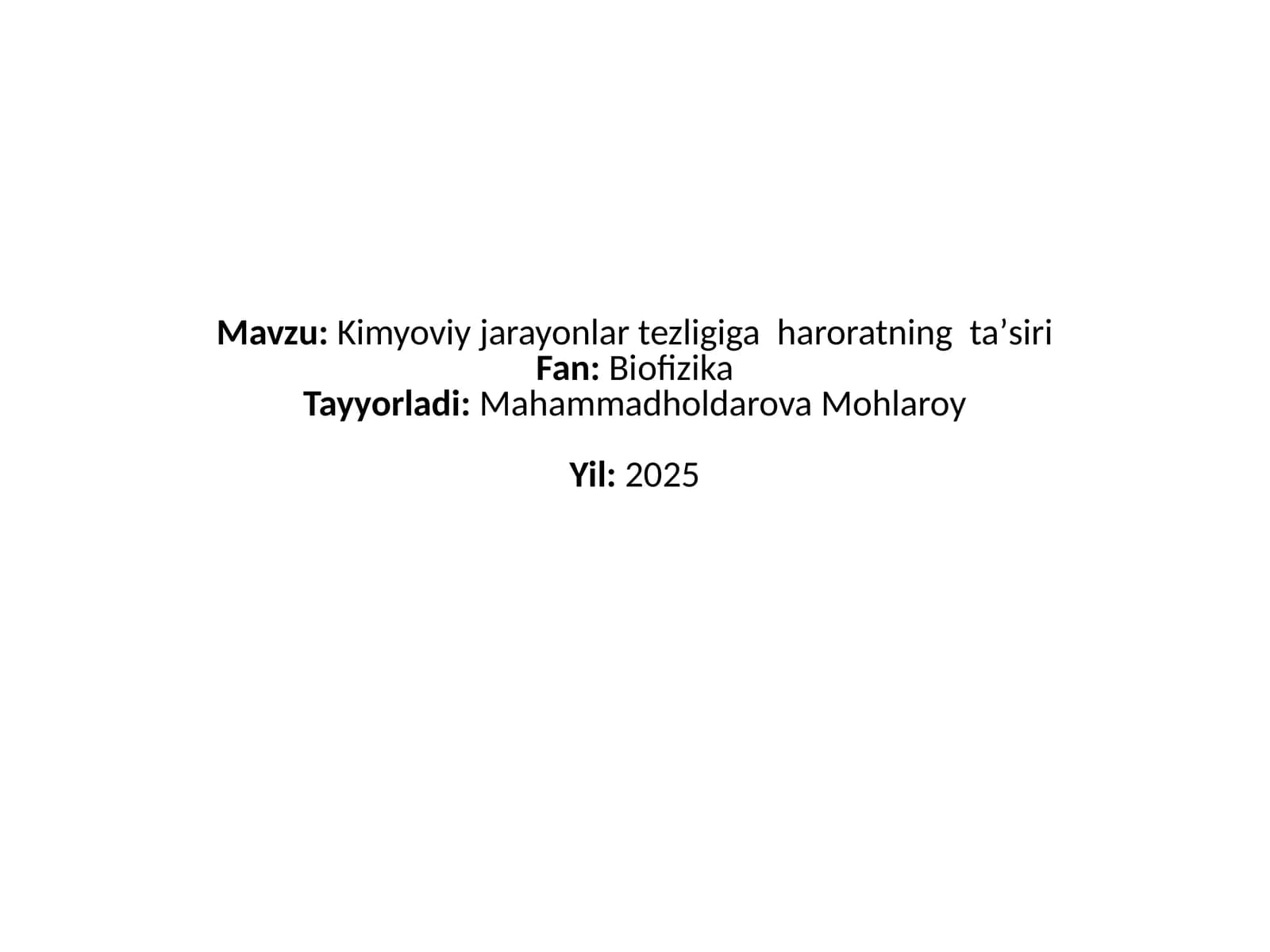 Kimyoviy jarayonlar tezligi va haroratning taʼsiri