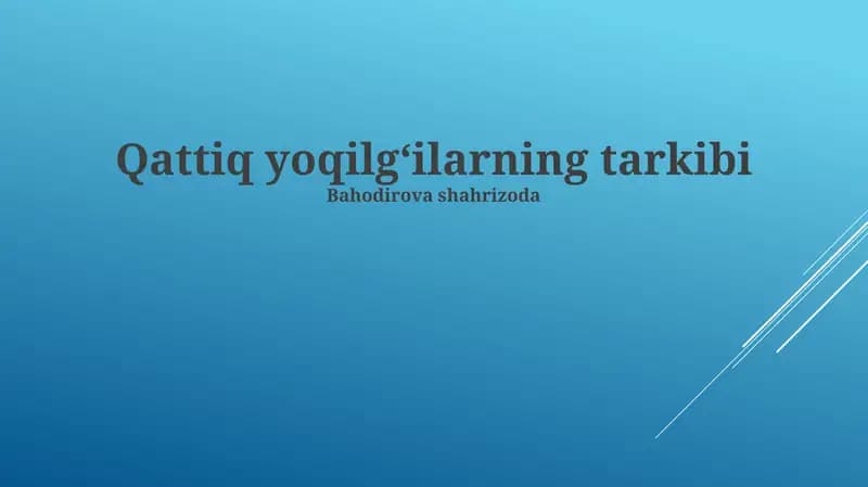 Ko'mirning tarkibi va klassifikatsiyasi