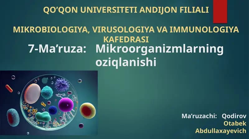 Mikrobiologiya, virusologiya va immunologiya kafedrasi