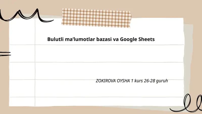Bulutli ma’lumotlar bazasi va Google Sheets