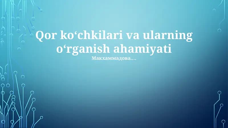 Qor koʻchkilari va ularning oʻrganish ahamiyati