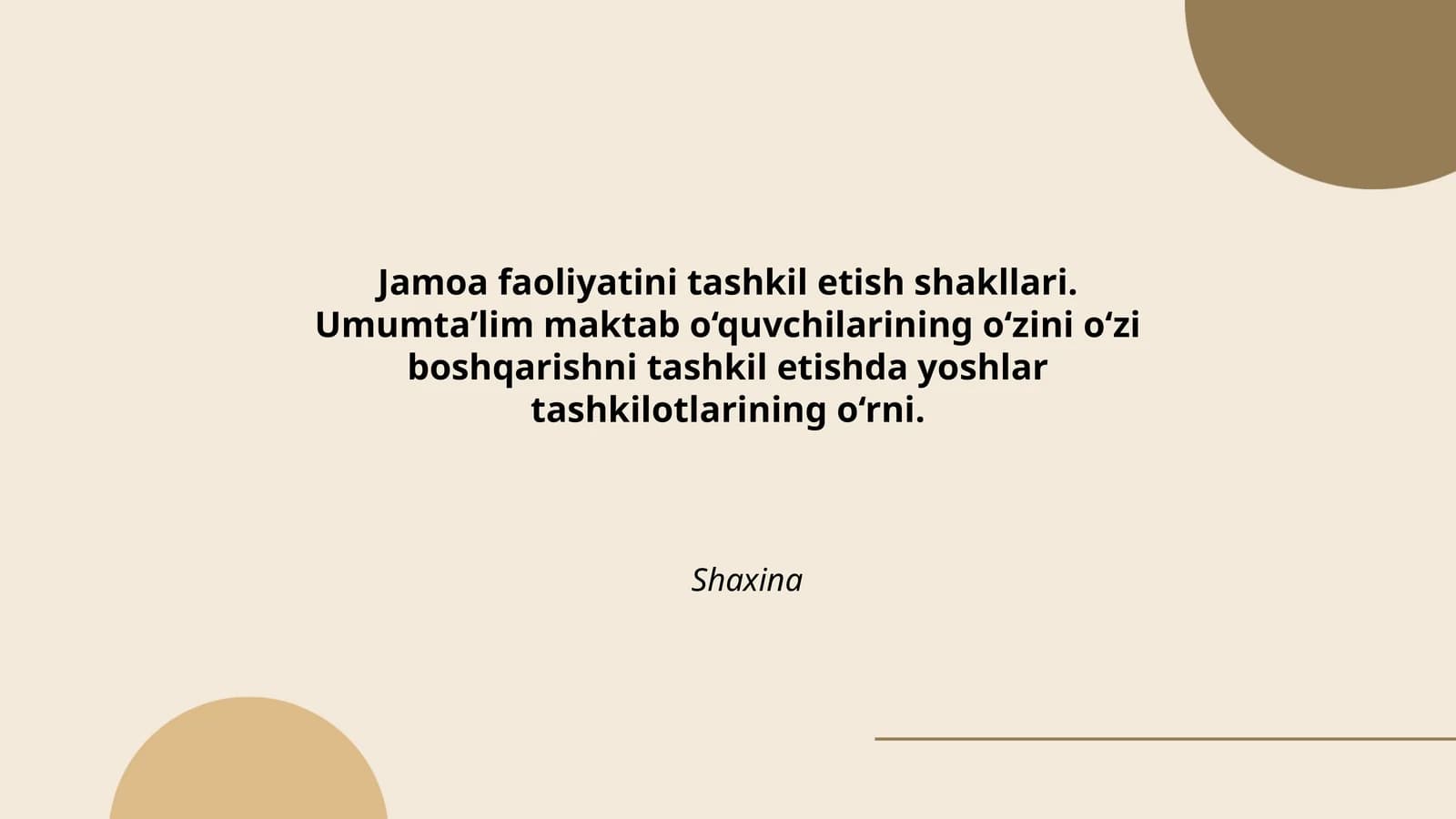 Jamoa faoliyatini tashkil etish shakllari. Umumta’lim maktab o‘quvchilarining o‘zini o‘zi boshqarishni tashkil etishda yoshlar tashkilotlarining o‘rni