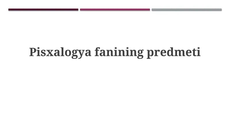 Pisxologiyaning asosiy vazifalari va yo'nalishlari