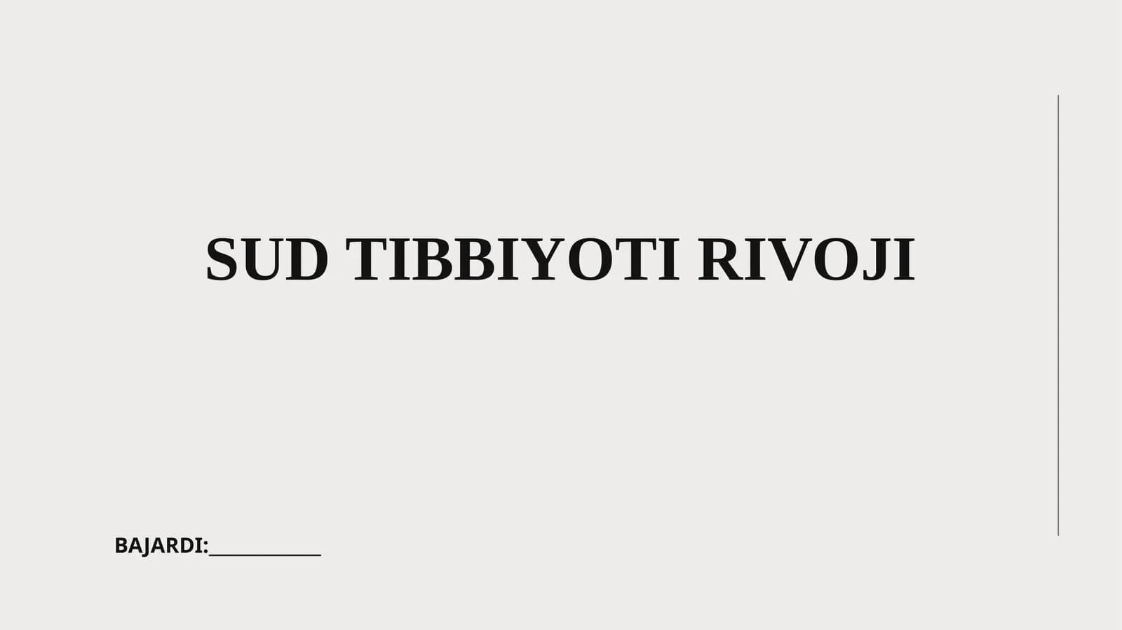 SUD TIBBIYOTI RIVOJI