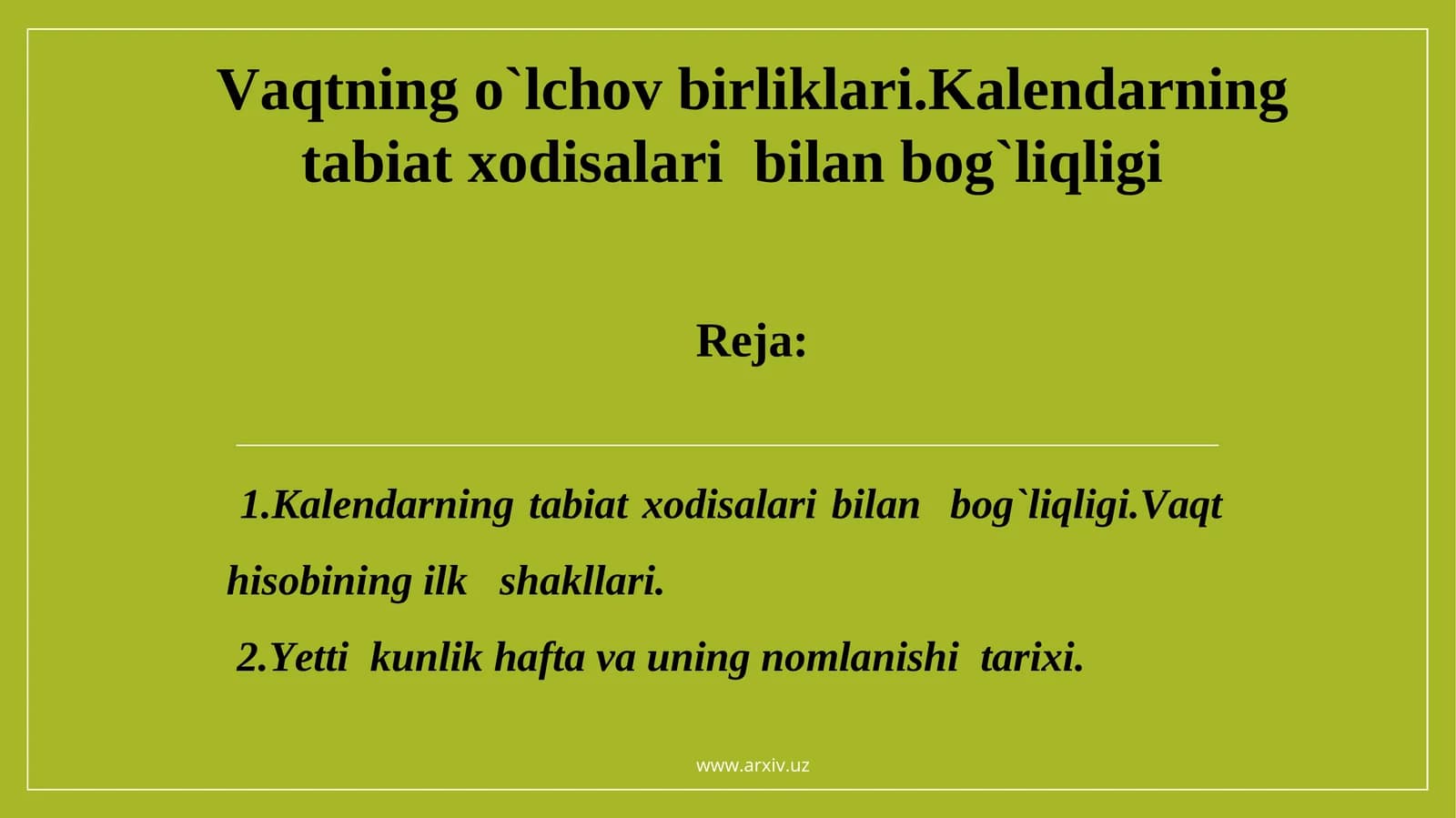 Vaqtning о`lchov birliklari