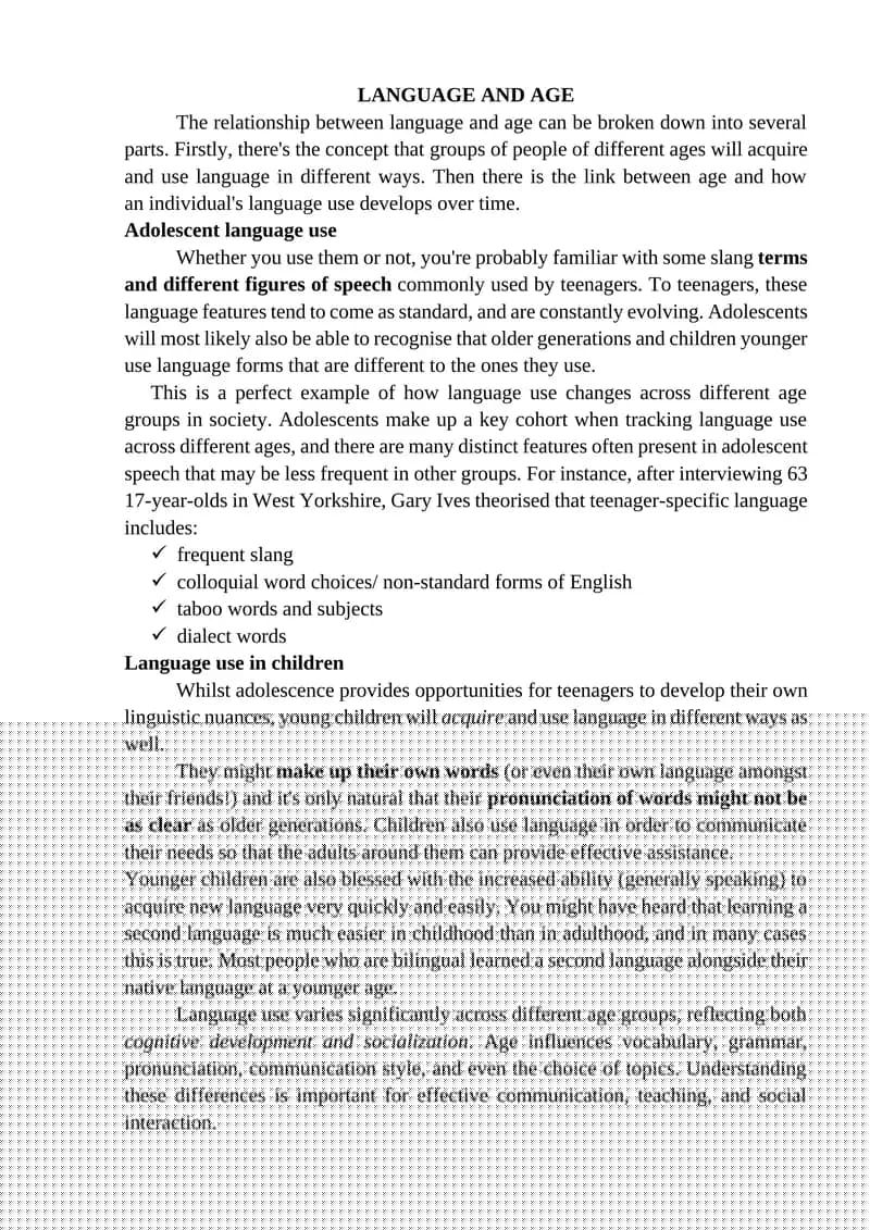 Language and Age