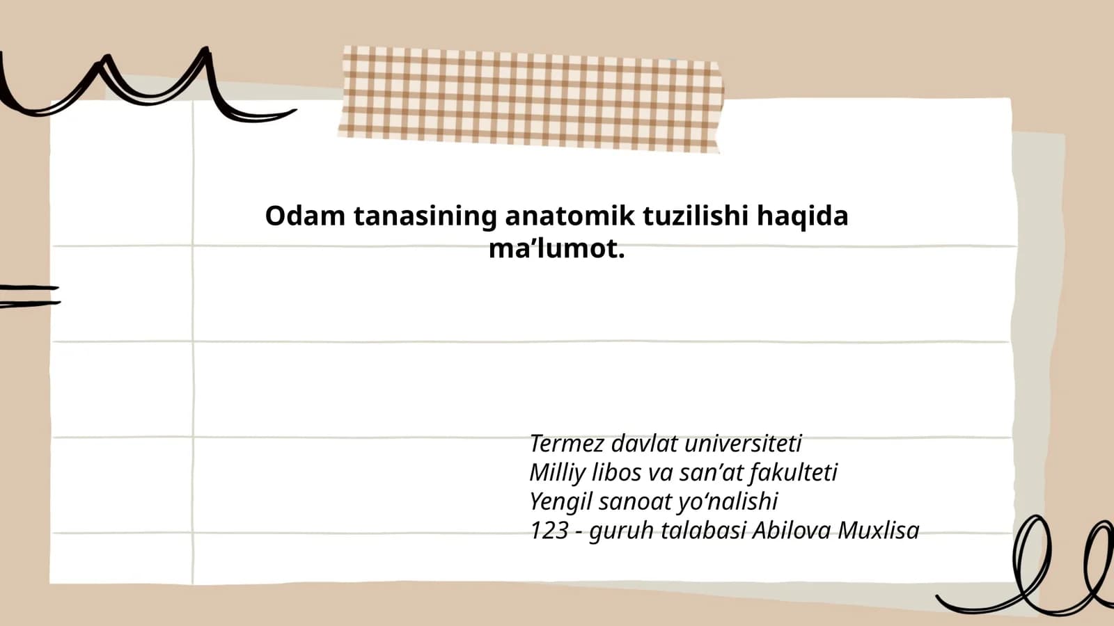 Odam tanasining anatomik tuzilishi haqida maʼlumot