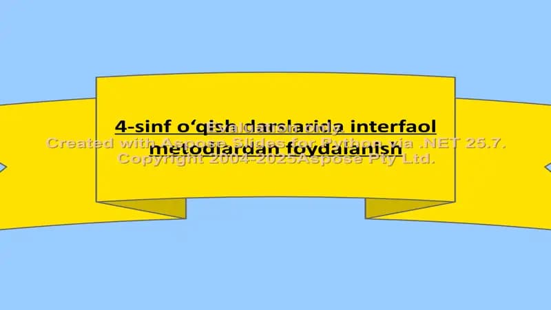 4-sinf o‘qish darslarida interfaol metodlardan foydalanish
