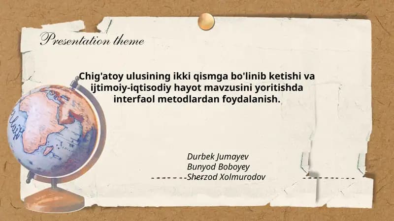 Chig'atoy ulusining ikki qismga bo'linib ketishi va ijtimoiy-iqtisodiy hayot