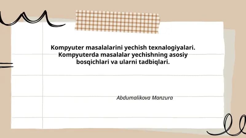 Kompyuter masalalarini yechish texnalogiyalari