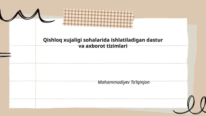 Fermer xo'jaligini boshqarish tizimlari va dasturlari