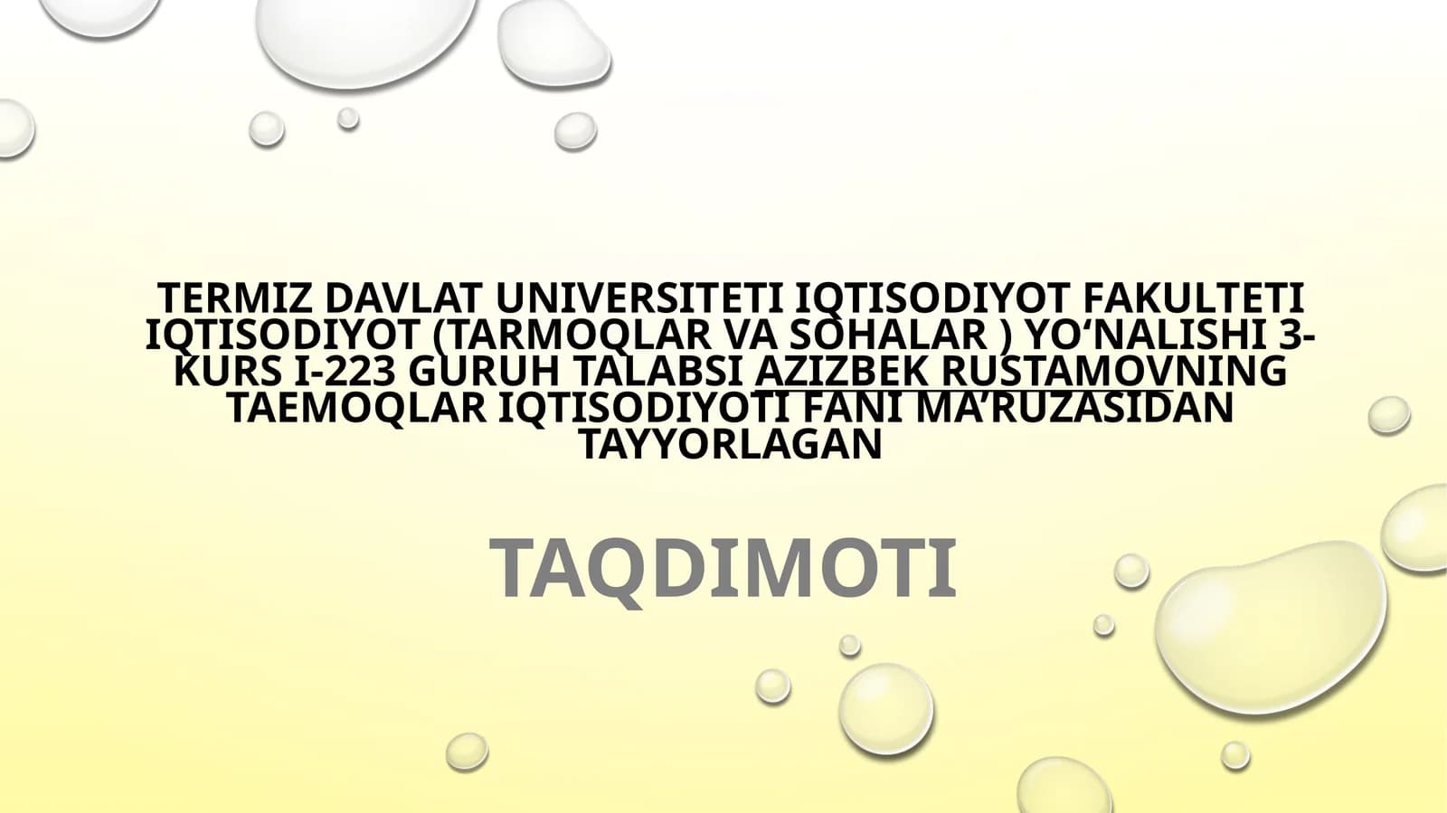 Rossiya Federatsiyasi iqtisodiyotining tarmoqlari bo'yicha tahlil
