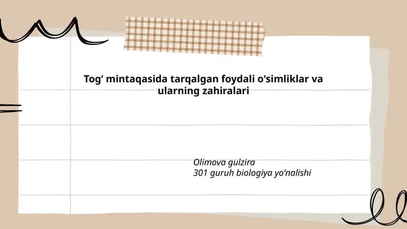 Togʻ mintaqasida tarqalgan foydali oʻsimliklar va ularning zahiralari