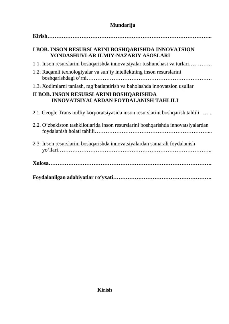 Inson Resurslarini Boshqarishda Innovatsion Yondashuvlar Ilmiy-Nazariy Asoslar