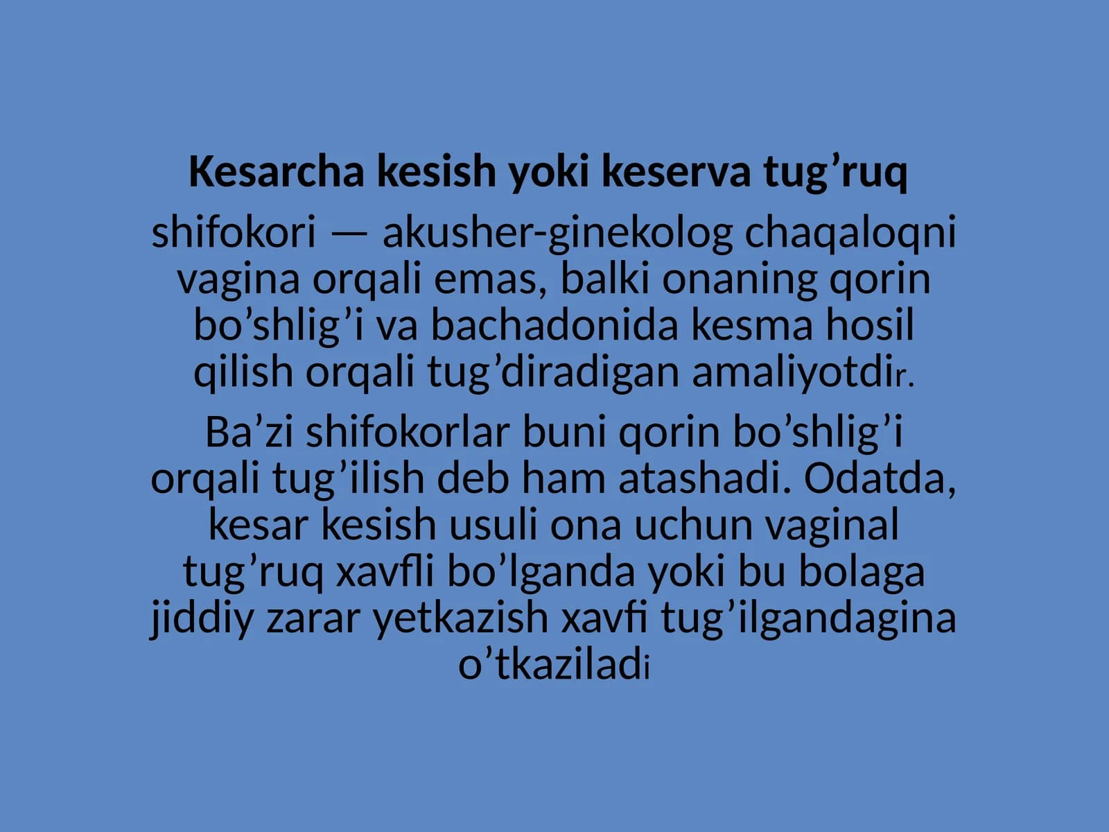 Kesarcha kesish yoki keserva tug’ruq