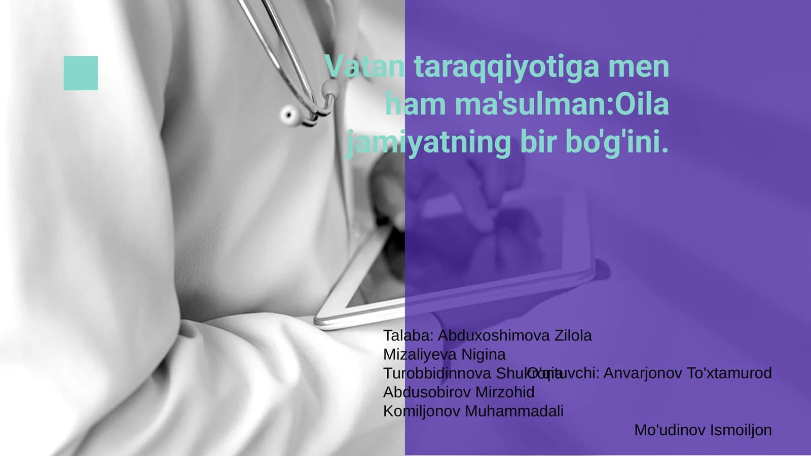 Vatan taraqqiyotiga men ham ma'sulman:Oila jamiyatning bir bo'g'ini
