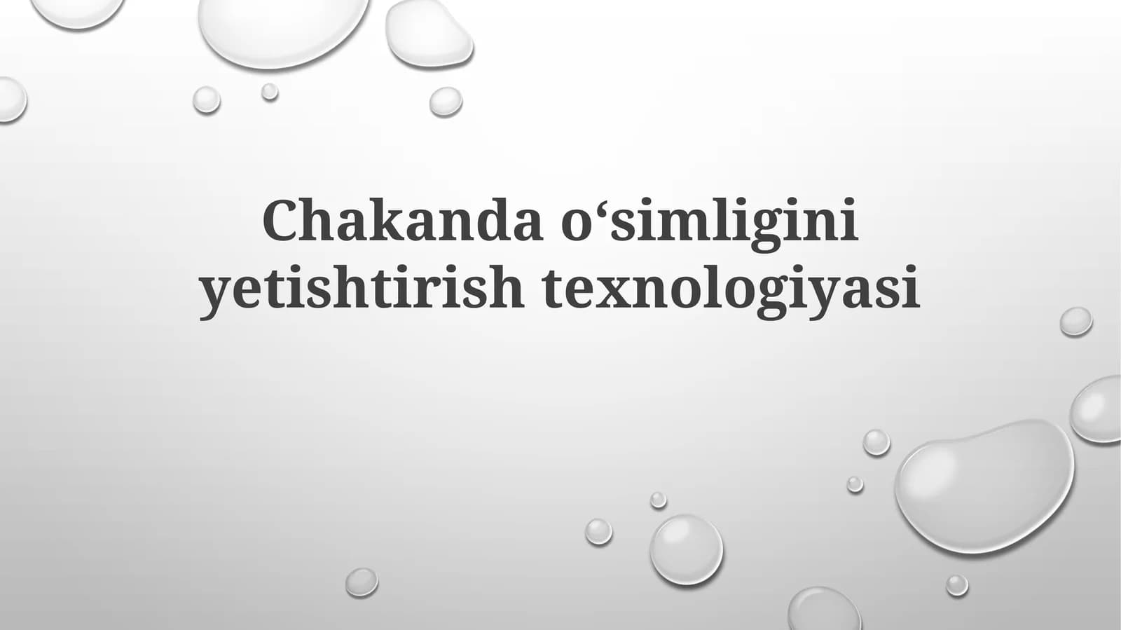 Chakandaoʻsimliginiyetishtirishtexnologiyasi