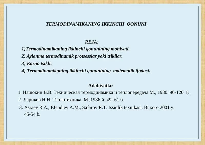 TERMODINAMIKANINGIKKINCHIQONUNI
