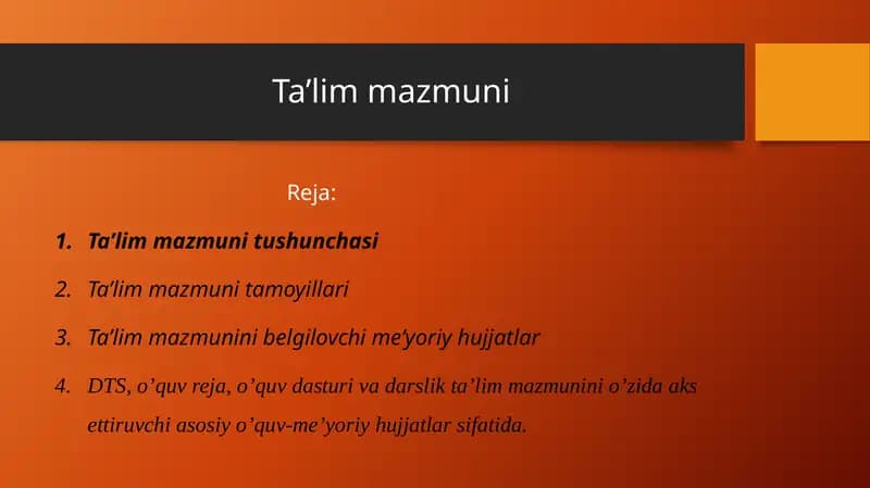 Ta’lim mazmuni