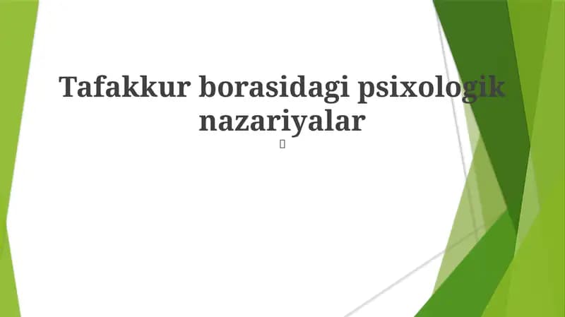 Tafakkur borasidagi psixologik nazariyalar