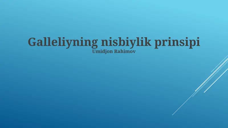 Galleliyning nisbiylik prinsipi