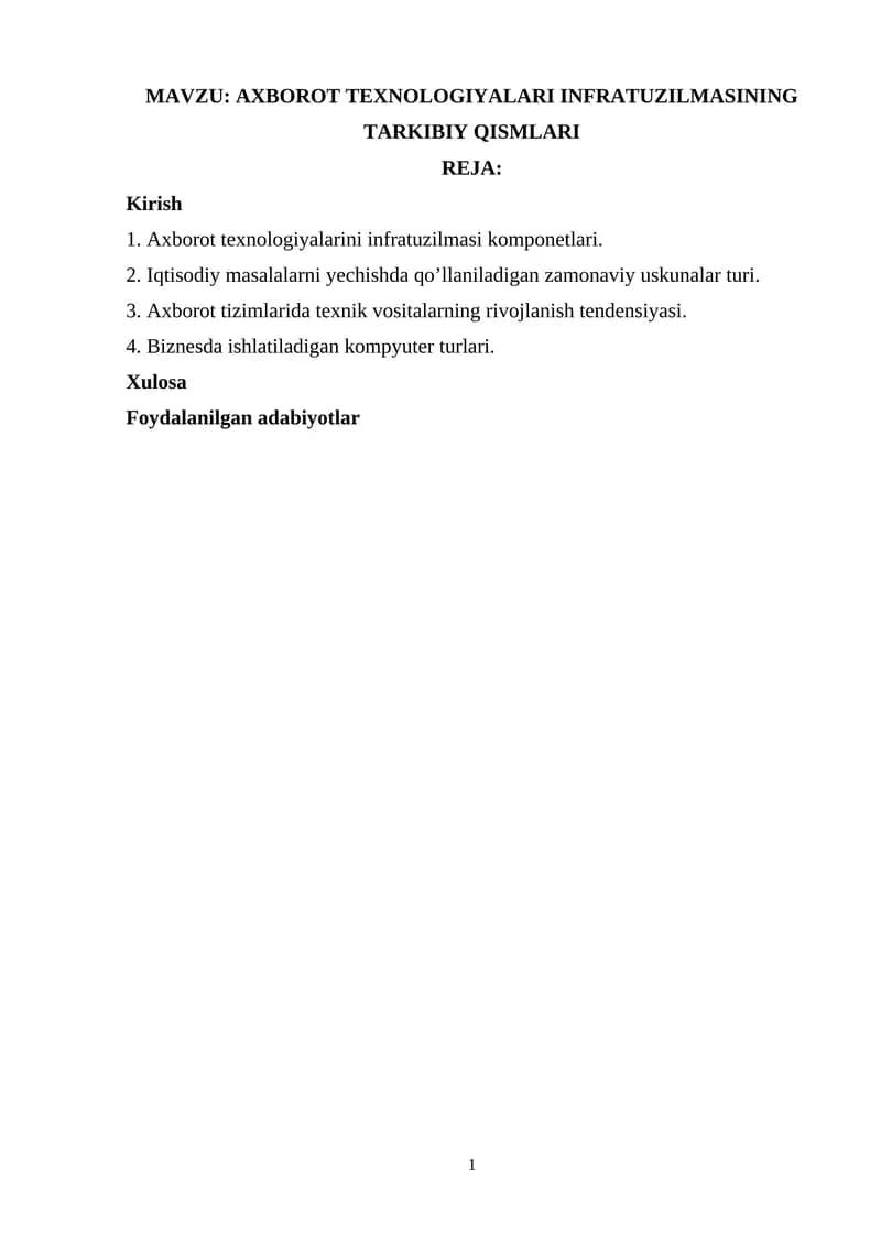 AXBOROT TEXNOLOGIYALARI INFRATUZILMASI