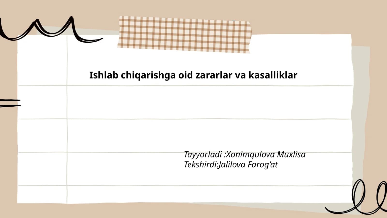 Ishlab chiqarishga oid zararlar va kasalliklar